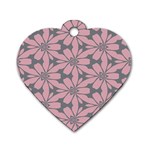 Pink flowers pattern Dog Tag Heart (Two Sides) Front