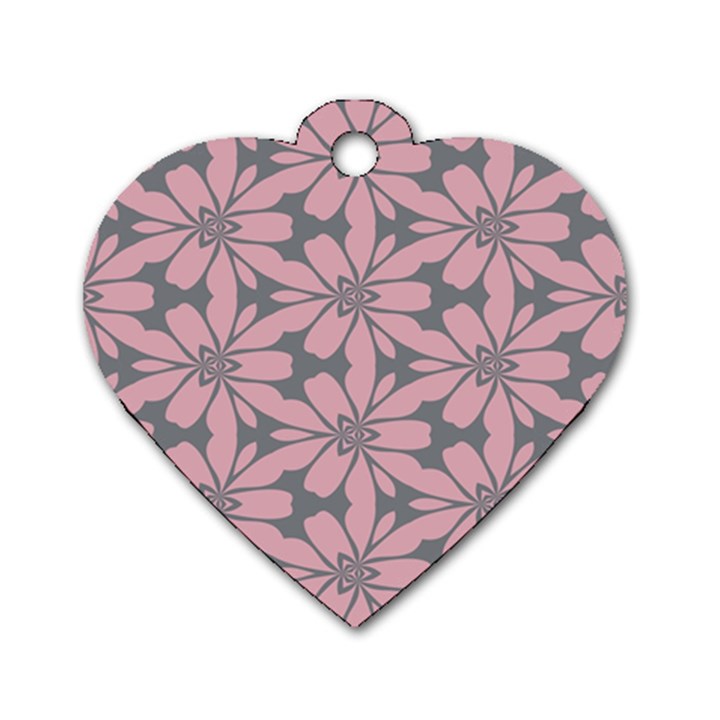 Pink flowers pattern Dog Tag Heart (Two Sides)