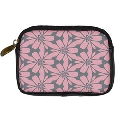 Pink Flowers Pattern Digital Camera Leather Case by LalyLauraFLM