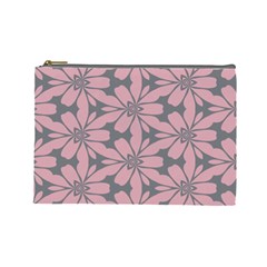 Pink Flowers Pattern Cosmetic Bag (large) by LalyLauraFLM