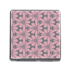 Pink Flowers Pattern Memory Card Reader (square) by LalyLauraFLM