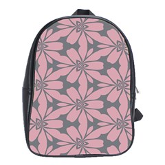 Pink Flowers Pattern School Bag (xl) by LalyLauraFLM