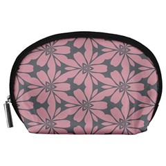 Pink Flowers Pattern Accessory Pouch by LalyLauraFLM