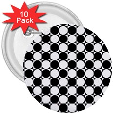 Black And White Polka Dots 3  Button (10 Pack) by ElenaIndolfiStyle