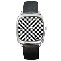 Black And White Polka Dots Square Leather Watch by ElenaIndolfiStyle