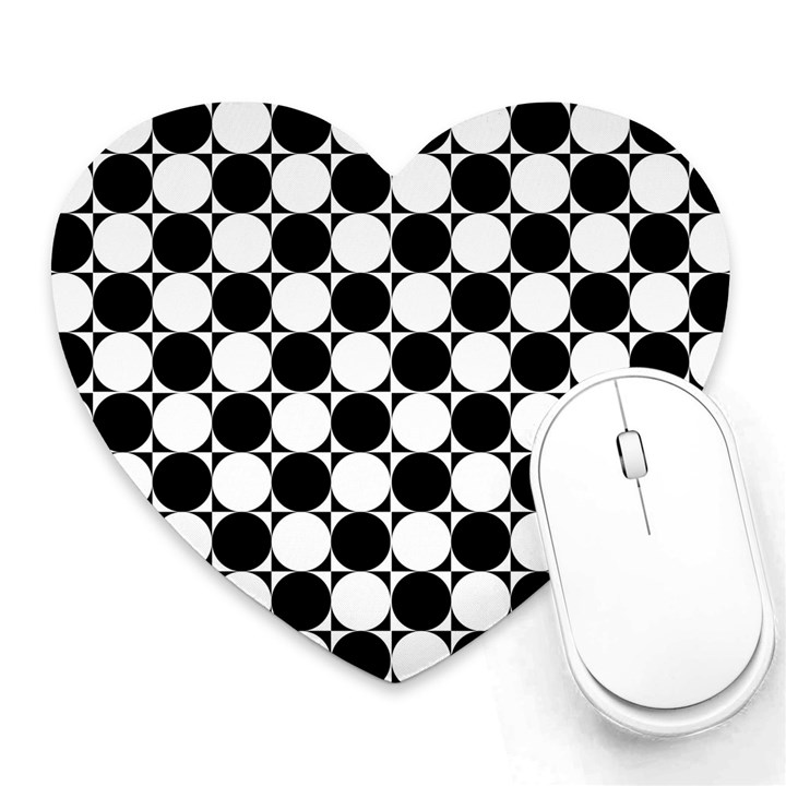 Black And White Polka Dots Mouse Pad (Heart)