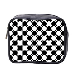 Black And White Polka Dots Mini Travel Toiletry Bag (two Sides)