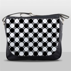 Black And White Polka Dots Messenger Bag by ElenaIndolfiStyle