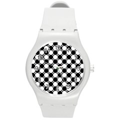 Black And White Polka Dots Plastic Sport Watch (medium) by ElenaIndolfiStyle