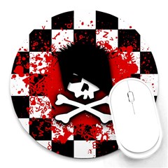 Emo Skull 8  Mouse Pad (round) by ArtistRoseanneJones