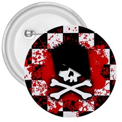 Emo Skull 3  Button by ArtistRoseanneJones