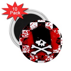 Emo Skull 2 25  Button Magnet (10 Pack) by ArtistRoseanneJones