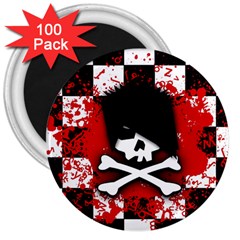 Emo Skull 3  Button Magnet (100 Pack) by ArtistRoseanneJones