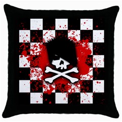 Emo Skull Black Throw Pillow Case by ArtistRoseanneJones