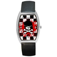 Emo Skull Tonneau Leather Watch by ArtistRoseanneJones