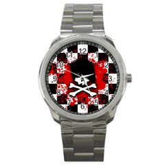 Emo Skull Sport Metal Watch by ArtistRoseanneJones