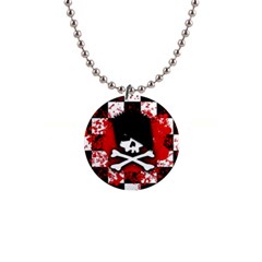 Emo Skull Button Necklace by ArtistRoseanneJones