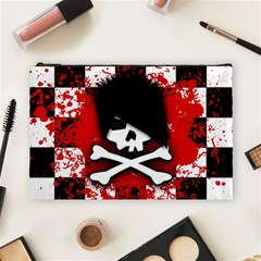 Emo Skull Cosmetic Bag (large) by ArtistRoseanneJones