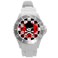 Emo Skull Plastic Sport Watch (large) by ArtistRoseanneJones