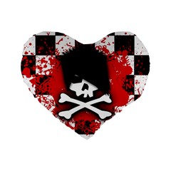 Emo Skull Standard 16  Premium Heart Shape Cushion  by ArtistRoseanneJones