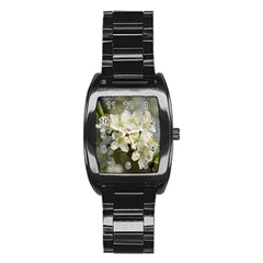 Spring Flowers Stainless Steel Barrel Watch