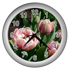 Tulips Wall Clock (silver) by anstey