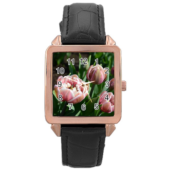 Tulips Rose Gold Leather Watch 