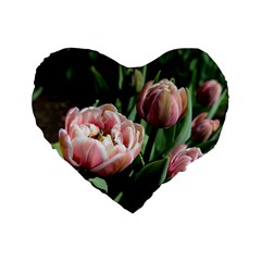 Tulips Standard 16  Premium Flano Heart Shape Cushion 