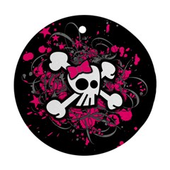 Girly Skull And Crossbones Round Ornament