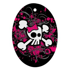 Girly Skull And Crossbones Oval Ornament by ArtistRoseanneJones