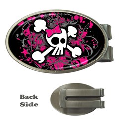 Girly Skull And Crossbones Money Clip (oval)