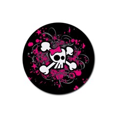 Girly Skull And Crossbones Drink Coasters 4 Pack (round)