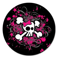 Girly Skull And Crossbones Magnet 5  (round)