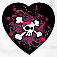 Girly Skull And Crossbones Jigsaw Puzzle (heart) by ArtistRoseanneJones