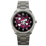 Girly Skull And Crossbones Sport Metal Watch Front