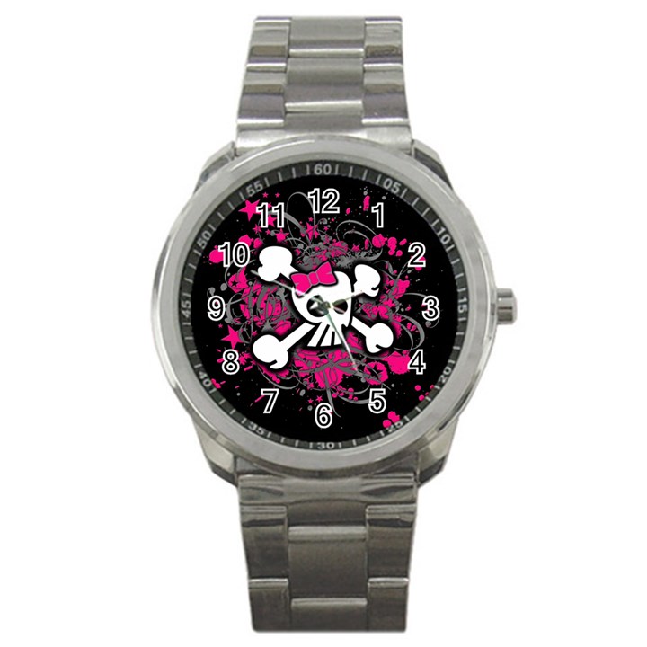 Girly Skull And Crossbones Sport Metal Watch