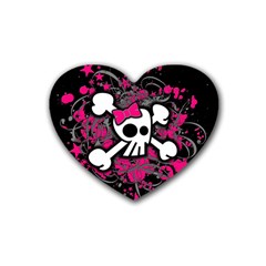 Girly Skull And Crossbones Drink Coasters (heart) by ArtistRoseanneJones