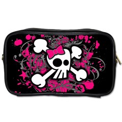 Girly Skull And Crossbones Travel Toiletry Bag (one Side)