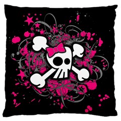 Girly Skull And Crossbones Standard Flano Cushion Case (one Side) by ArtistRoseanneJones