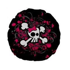 Girly Skull And Crossbones Standard 15  Premium Flano Round Cushion 