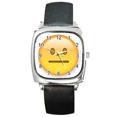 Neutral Face  Square Leather Watch