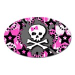 Pink Bow Skull Magnet (Oval) Front