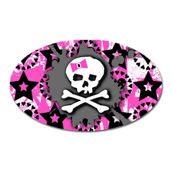 Pink Bow Skull Magnet (Oval)