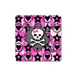 Pink Bow Skull Magnet (Square) Front