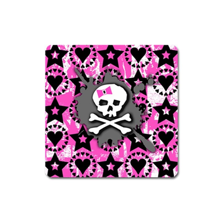 Pink Bow Skull Magnet (Square)