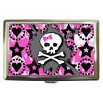 Pink Bow Skull Cigarette Money Case Front