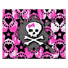 Pink Bow Skull Jigsaw Puzzle (rectangle) by ArtistRoseanneJones