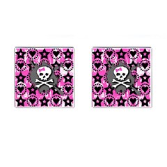 Pink Bow Skull Cufflinks (square)