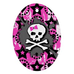 Pink Bow Skull Oval Ornament (two Sides)