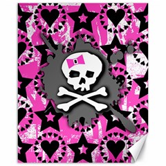 Pink Bow Skull Canvas 16  X 20  (unframed) by ArtistRoseanneJones